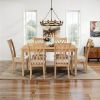 Dining Table Set with 6 Chairs, Extendable Kitchen Table & Chairs Set for 4-6, Dining Room Table with Metal Frame & MDF Board, Perfect for Small Space
