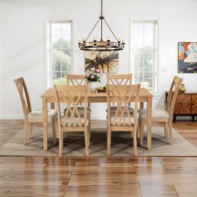 Dining Table Set with 6 Chairs, Extendable Kitchen Table & Chairs Set for 4-6, Dining Room Table with Metal Frame & MDF Board, Perfect for Small Space