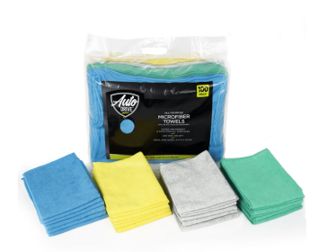 Auto Drive Multipurpose Microfiber Towels 12" x 16", 100 Count, Assorted Colors