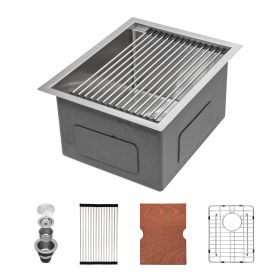 Lordear Undermount Stainless Steel Kitchen Sink Ledge Workstation Deep Single Bowl 16 Gauge Round Corner Kitchen Sink