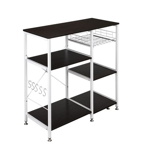 35.5" Kitchen Baker's Rack Utility Storage Shelf Microwave Stand 3-Tier 3-Tier Table For Spice Rack Organizer Workstation Dark Brown 35.5" Kitchen Baker's Rack Utility Storage Shelf Microwave Stand 3-Tier 3-Tier Table For Spice Rack Organizer Workstation Dark Brown