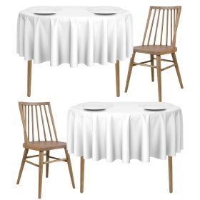 2 Pack White Round Tablecloths 70 Inch for 30-60 inch Tables 200 GSM Premium Quality Textured Washable Polyester Fabric Table Cloth [70'' is Not Table