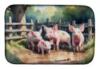 Piglets in the Mud Dish Drying Mat Absorbent Dish Drying Mat Pad for Kitchen Counter Dish Drainer Mat for Countertop, 14 x 21", Multicolor