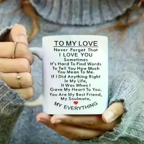 1pc 11oz Ceramic Coffee Mug with Romantic Quote – "to My Love" Heartfelt Message, Perfect Valentine's Day Gift for