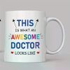 1pc 11oz Ceramic Doctor Appreciation Mug - "This Is What an Awesome Doctor Looks Like" Design with Heart Icons -
