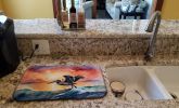 Pelican Fiery Sunset Dish Drying Mat Absorbent Dish Drying Mat Pad for Kitchen Counter Dish Drainer Mat for Countertop, 14 x 21", Multicolor