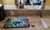 Manatee in a Dreamscape Dish Drying Mat Absorbent Dish Drying Mat Pad for Kitchen Counter Dish Drainer Mat for Countertop, 14 x 21", Multicolor