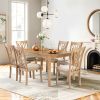 Dining Table Set with 6 Chairs, Extendable Kitchen Table & Chairs Set for 4-6, Dining Room Table with Metal Frame & MDF Board, Perfect for Small Space