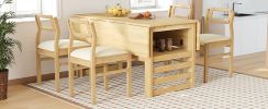 TOPMAX Modern 5-Piece 47.2'' Extendable Wood Square Dining Table Set with Two 11.8-inch Drop Leaves