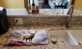Highland Red Deer Dish Drying Mat Absorbent Dish Drying Mat Pad for Kitchen Counter Dish Drainer Mat for Countertop, 14 x 21", Multicolor