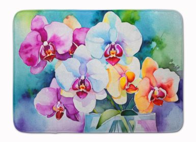 Orchids in Watercolor Memory Foam Kitchen Mat Machine Washable Anti-Fatigue Mat Cushion Comfort Bath Mat or Kitchen Rug (Default: Default)