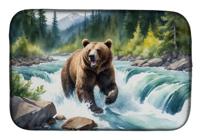 Alaskan Wilderness Grizzly Bear Dish Drying Mat Absorbent Dish Drying Mat Pad for Kitchen Counter Dish Drainer Mat for Countertop, 14 x 21" (Default: Default)