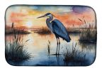 Blue Heron Setting Sun Dish Drying Mat Absorbent Dish Drying Mat Pad for Kitchen Counter Dish Drainer Mat for Countertop, 14 x 21", Multicolor
