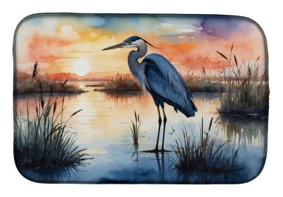 Blue Heron Setting Sun Dish Drying Mat Absorbent Dish Drying Mat Pad for Kitchen Counter Dish Drainer Mat for Countertop, 14 x 21", Multicolor (Default: Default)