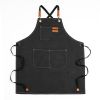 Xemussa Chef Aprons for Men Women with Large Pockets, Cotton Canvas Cross Back Heavy Duty Adjustable Work Apron, Size M to XXL